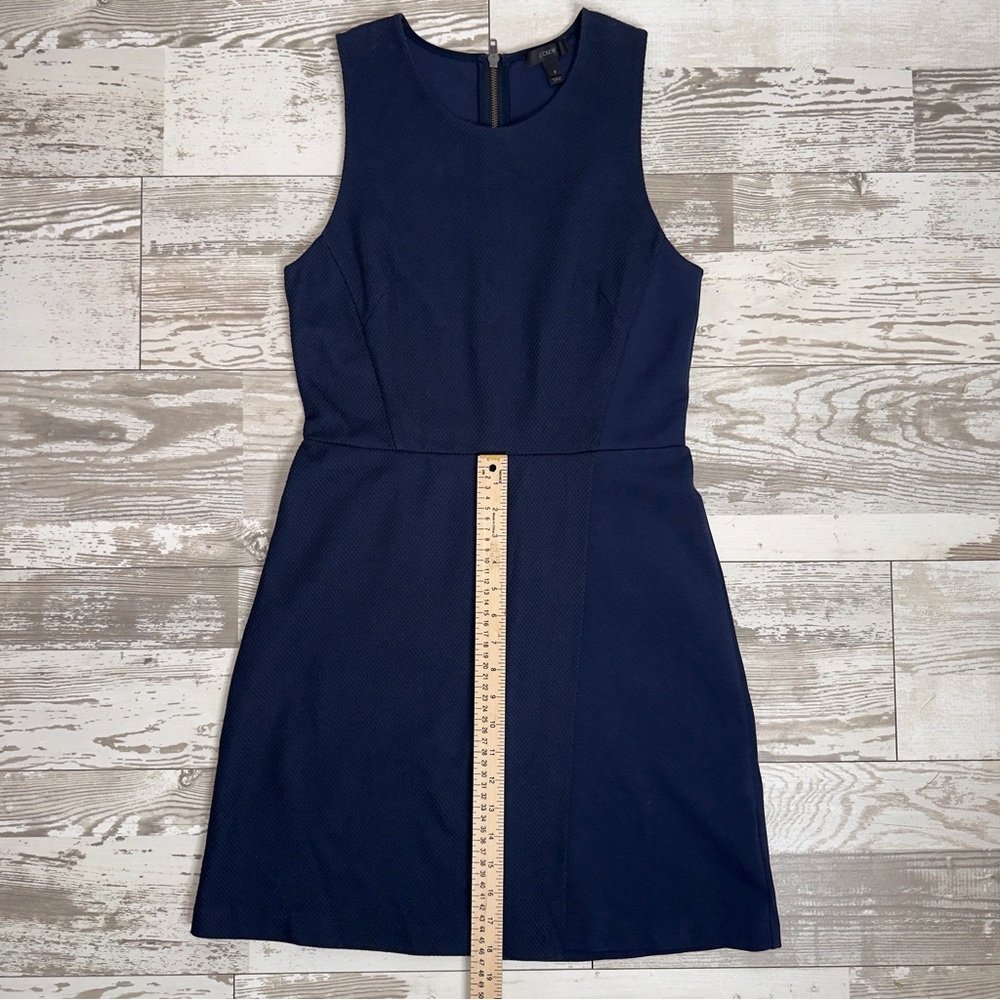J.Crew Navy Sleeveless Textured A-Line Dress Size 6 –‎ Exposed Zipper, Cotton - Picture 8 of 13